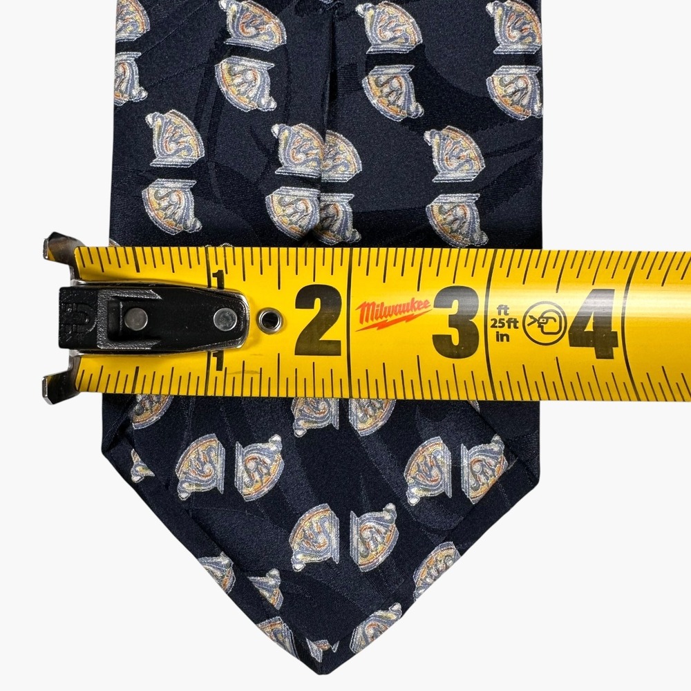 Brioni Silk Tie Mens One Size Navy Blue Geometric Abstract Hand Made Italy - Picture 4 of 4